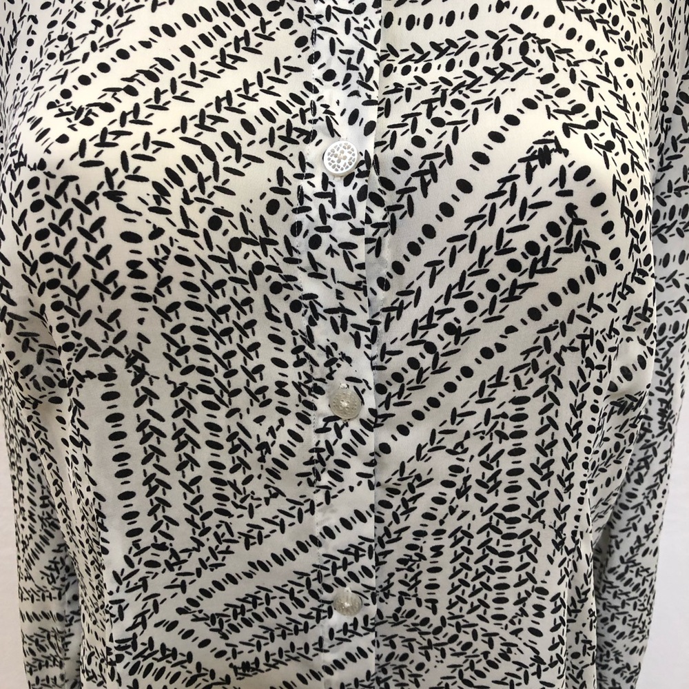Cabi Button Down Sheer Split Back Blouse M - image 2